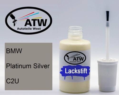 BMW, Platinum Silver, C2U: 20ml Lackstift, von ATW Autoteile West.